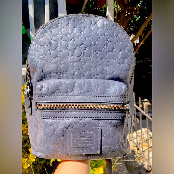 Coach Academy navy Backpack In Signature Leather - Picture 4 of 17